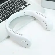 ​Fan 5 Gear Portable Leafless Digital Screen 2600mAh Hang Necklace Large Capacity Lazy USB Portable Cooling Small Fan -  Green 564