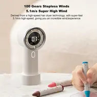 ​HX130 Portable handheld turbo fan with 100 speeds infinitely adjustable - 2Pcs - White 583