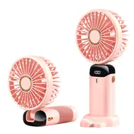 ​Mini Portable Fan Handheld Fan Rechargeable Small Desk Fan 5 Speeds 90° Foldable Battery Powered Fan with Neck Strap for Home Office Travel -  Pink 589
