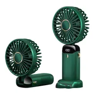​Mini Portable Fan Handheld Fan Rechargeable Small Desk Fan 5 Speeds 90° Foldable Battery Powered Fan with Neck Strap for Home Office Travel - 	Green 590