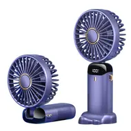 ​Mini Portable Fan Handheld Fan Rechargeable Small Desk Fan 5 Speeds 90° Foldable Battery Powered Fan with Neck Strap for Home Office Travel - Purple 587