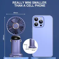 ​Mini Portable Fan Handheld Fan Rechargeable Small Desk Fan 5 Speeds 90° Foldable Battery Powered Fan with Neck Strap for Home Office Travel - White 588