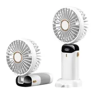 ​Mini Portable Fan Handheld Fan Rechargeable Small Desk Fan 5 Speeds 90° Foldable Battery Powered Fan with Neck Strap for Home Office Travel - White 588