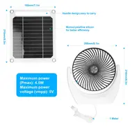 ​Portable 6W Solar Powered Fan Set Monocrystalline Silicon Solar Panel Multifunctional Solar Power Charger 615