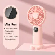 ​Portable Mini Handheld Electric Fan Support 5 Adjustable Wind Speed - Pink 580