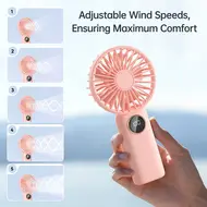 ​Portable Mini Handheld Electric Fan Support 5 Adjustable Wind Speed - Pink 580