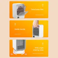 Shaking Head Silent Heating Small Heater Fan Fast Heating Intelligent Temperature Control Home Office Desk Electric Heater - 2Pcs 617