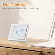 ​Smart Thermostat 16A Floor Heating Temperature Controller with LED Touch Screen 85-265V Electric Heating Controller - White 586