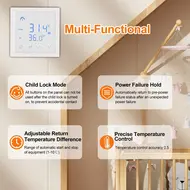 ​Smart Thermostat 16A Floor Heating Temperature Controller with LED Touch Screen 85-265V Electric Heating Controller - White 586