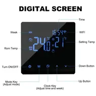​WiFi Smart Thermostat LCD display touch screen temperature controller for 3A water heating - Silver 566