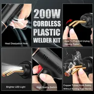 200W Cordless USB Rechargeable Plastic Welder for Car Bumper Crack Fender Repair Kit with 200PCS Hot Staples 720