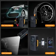 Car Jump Starter Tire Inflator with Preset Tire Pressure 14.8V 6000mah Power Bank LED/SOS Light for Car Bike Motorcycle & Basketball 719