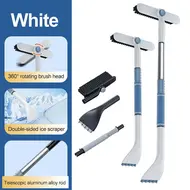 Car Multifunctional Snow Shovel Rotatable Telescopic Snow Removal Auto Windshield Defrosting Ice Scraper Deicing Cleaning Tools 710