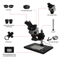 ​Kaisi 6558 6.5-58X Synchronous Zoom Trinocular Stereo Microscope with Big Base & Silicone Pad 780