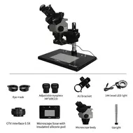 ​Kaisi 6558 6.5-58X Synchronous Zoom Trinocular Stereo Microscope with Big Base & Silicone Pad 780