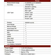 ​PEAKMETER PM6612L LED Colorful Brightness Tester Light Meter 200000 LUX Handheld Digital Luxmeter Luxometro Enviromental Tester 794