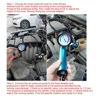 ​Universal Cooling System Pressure Tester Tool Kit Radiator Pressure Test Kit with Hand Pump and Universal Adapter 729