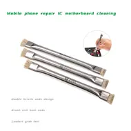 2UUL CL11 Metal Double Head Brush Mainboard IC Cleaning Bristle Brush Weld Disc Extra Hard Cleaning Brush Tool 837