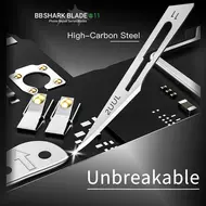 2uul DA18 BB Shark Blade Series High-Carbon Steel No.11 Blade - 100Pcs 838