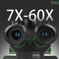 2uul MicroScope MC7060-A1 7-60X Synchronous Zoom Trinocular Microscope for PCB Micro-Work 856