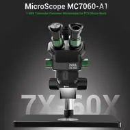 2uul MicroScope MC7060-A1 7-60X Synchronous Zoom Trinocular Microscope for PCB Micro-Work 856
