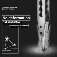 2UUL TW31 Ultrahard Insulative Ceramic Tweezer Anti-Static No Deformation Not Conductive Mobile Phone CPU IC PCB Repair Tweezers 843