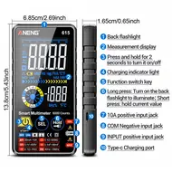 ANENG 615 Smart Multimeter Digital 6000 Count Touch Screen AC/DC Current Voltage NCV Diode Charging Multimetro Professional Tool 851