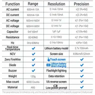 ANENG 615 Smart Multimeter Digital 6000 Count Touch Screen AC/DC Current Voltage NCV Diode Charging Multimetro Professional Tool 851