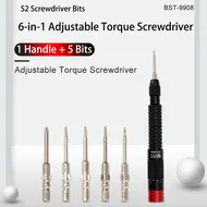 BST-9908 6 IN 1 Adjustable Torque Screwdriver Set with 5Pcs S2 Screwdriver Bits For Mobile Phone Computer Repair Openning Tool 861