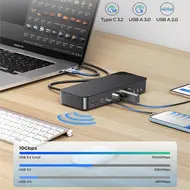 Orico DKA20 20-in-1 10Gbps Type-C HDMI VGA RJ45 SD/TF Headphone Desktop Docking Station 915