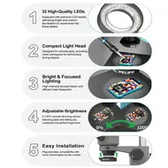 Relife RL-033E 32 LEDs Adjustable Brightness Microscope Light Source 866