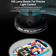 Relife RL-033 Ultra 105 LEDs Dual Zone Adjustable Brightness Microscope Ring Light Source 863