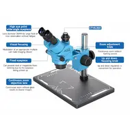 Xinzhizao X3 Max 7-45X Synchronous Zoom Trinocular Stereo Microscope with Aluminum Alloy Base Mobile Phone, and Computer Repair 806
