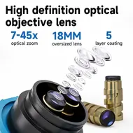 Xinzhizao X3 Max 7-45X Synchronous Zoom Trinocular Stereo Microscope with Aluminum Alloy Base Mobile Phone, and Computer Repair 806