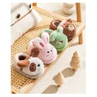 Autumn Winter Children Cotton Slippers For Girls Boys Cute Cartoon Baby Flip Flops Plus Velvet Warm Kids Anti-slip Home Shoes 930