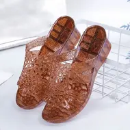 2025 New Arrival Fashion Slides Womens Jelly Flats Shoes Transparent Sandals Anti-slip Round Female Casual Non-slip Woman Sandal 924