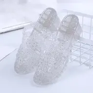 2025 New Arrival Fashion Slides Womens Jelly Flats Shoes Transparent Sandals Anti-slip Round Female Casual Non-slip Woman Sandal 924