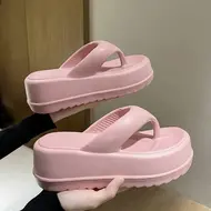 ​Wedges Slippers Women Summer High Heels Flip Flops Fashion Clip Toe Flat Sandals Thick Platform Indoor Beach Shoes Woman Slides 966