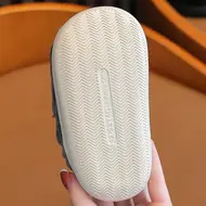 New Winter Concise Stripe Plush Slippers Children's Non-slip Soft Sole Kids Boys Girls Heel Wrap Warm High Home Cotton Shoes 954