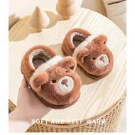 Autumn Winter Children Cotton Slippers For Girls Boys Cute Cartoon Baby Flip Flops Plus Velvet Warm Kids Anti-slip Home Shoes 930