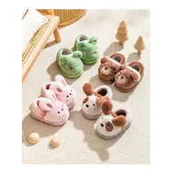Autumn Winter Children Cotton Slippers For Girls Boys Cute Cartoon Baby Flip Flops Plus Velvet Warm Kids Anti-slip Home Shoes 930