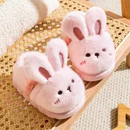 Autumn Winter Children Cotton Slippers For Girls Boys Cute Cartoon Baby Flip Flops Plus Velvet Warm Kids Anti-slip Home Shoes 930