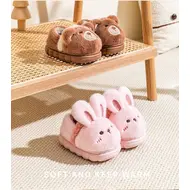 Autumn Winter Children Cotton Slippers For Girls Boys Cute Cartoon Baby Flip Flops Plus Velvet Warm Kids Anti-slip Home Shoes 930