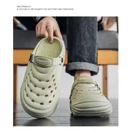 Large Size Men's Slippers Anti-Slip Odor-Resistant Operating Room Cap-Toe Clog Shoes Thick Bottom Sensation Beach Sandals 1003