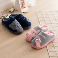 2025 New Cotton Slippers Women's Men's Autumn and Winter New Cartoon Lucky Cat Korean Version Cute Warm Indoor Home 971