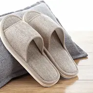 Home Linen Slippers For Men In Spring&Autumn Comfortable Bedroom Open-toed&Breathable Slippers Men's & Women's Shoes 995