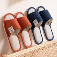 Home Linen Slippers For Men In Spring&Autumn Comfortable Bedroom Open-toed&Breathable Slippers Men's & Women's Shoes 995