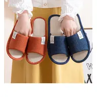 Home Linen Slippers For Men In Spring&Autumn Comfortable Bedroom Open-toed&Breathable Slippers Men's & Women's Shoes 995