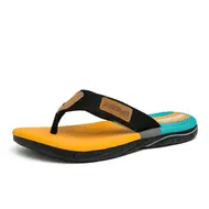 Men Mixed Colors Flip-flops Summer Comfortable Thick Sole Non-Slip Walking Shoes Round Head Lightweight Beach Slippers 1013