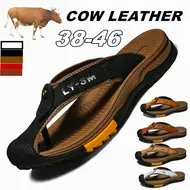 Genuine Cow Leather Shoes Men Sandals Mens Flip Flops Men's Casual Shoes Classic Massage Beach Slippers Anti-slip Summer 994